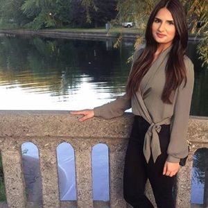 Olive green front tie blouse